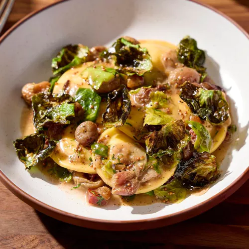 Daisies signature dishes PierogiPappardelle with Mushroom RaguFried Mushrooms